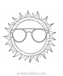 sun coloring page with sunglasses