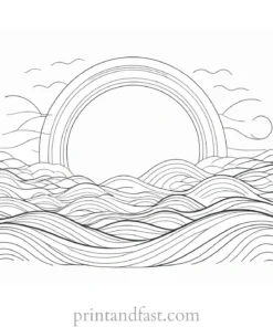 sun coloring page with waves