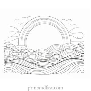 sun coloring page with waves