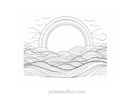 sun coloring page with waves