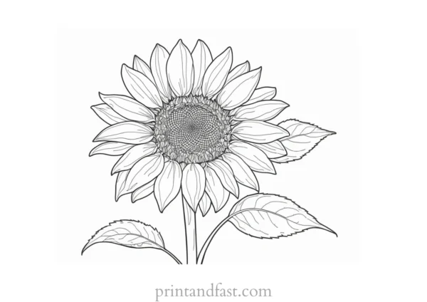 sunflower coloring page for adults