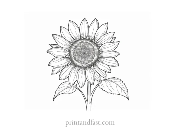 sunflower coloring page realistic