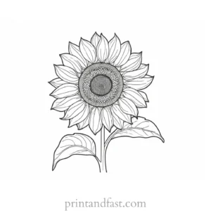 sunflower coloring page with sun