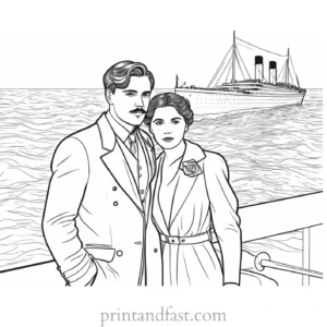 titanic coloring page with Jack and Rose 1