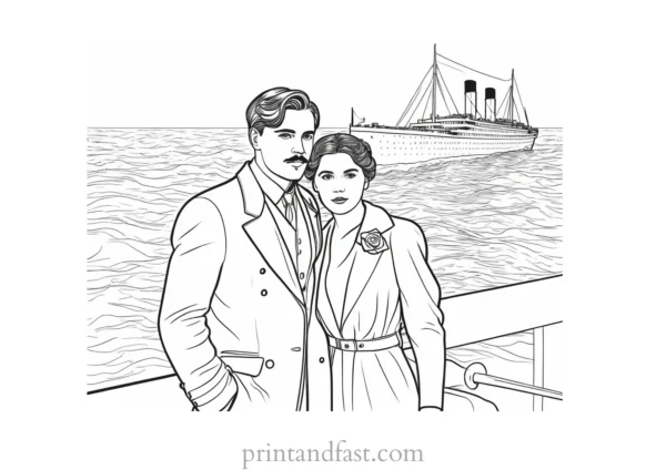 titanic coloring page with Jack and Rose 1