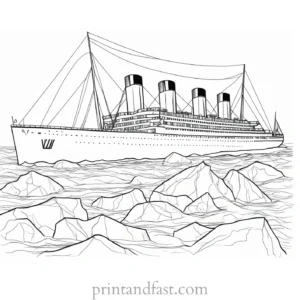 titanic coloring page with iceberg 1