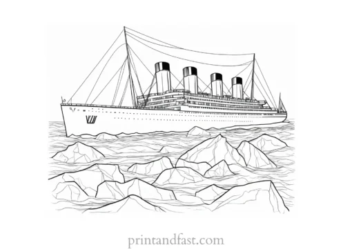 titanic coloring page with iceberg 1