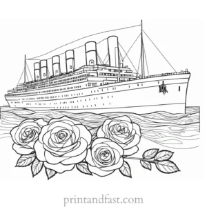 titanic coloring page with rose 1