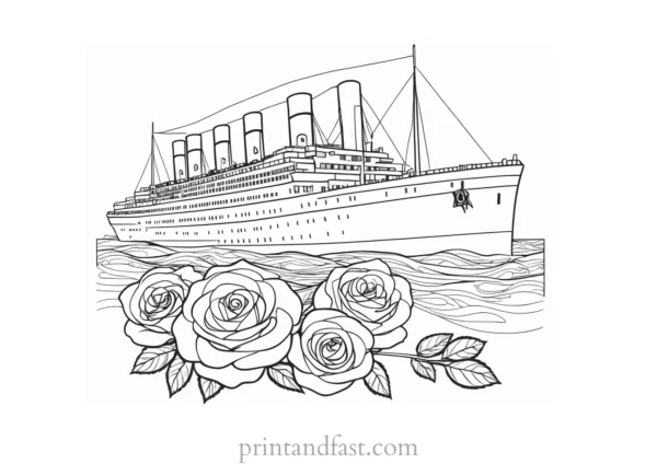 titanic coloring page with rose 1