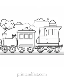 train coloring page with animals