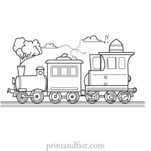 train coloring page with animals