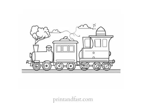 train coloring page with animals