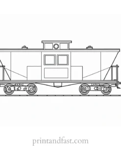 train coloring page with boxcar