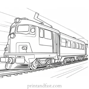 train coloring page with conductor