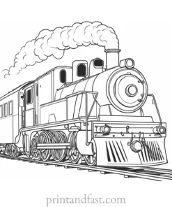 train coloring page with steam