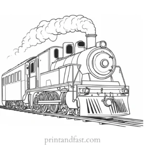 train coloring page with steam