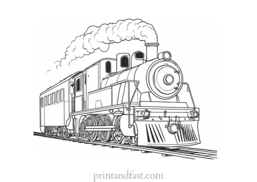 train coloring page with steam