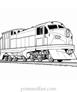 train coloring page with tracks