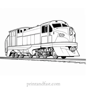 train coloring page with tracks