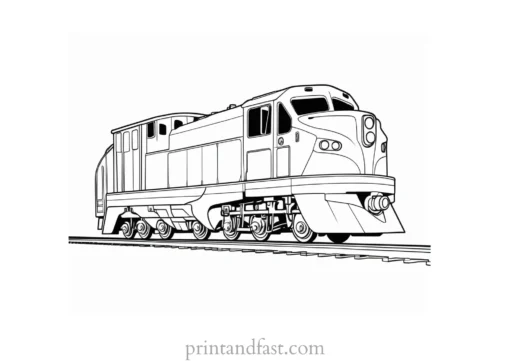 train coloring page with tracks