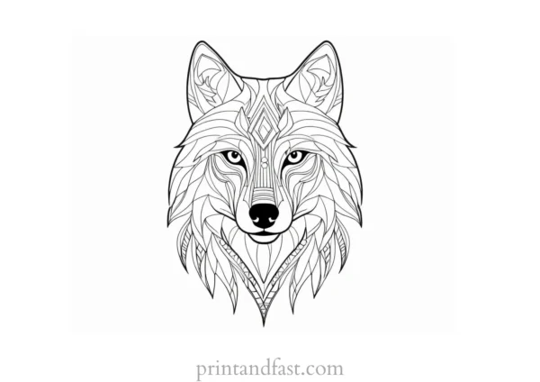 tribal wolf coloring page