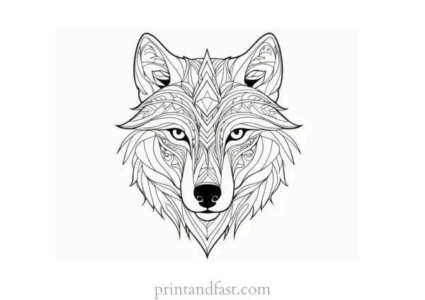 tribal wolf coloring picture