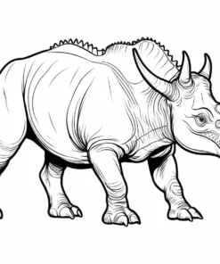 triceratops coloring page realistic style