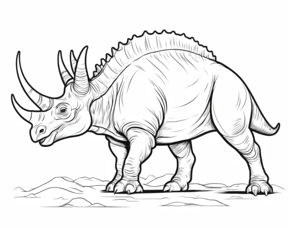 triceratops coloring page with background