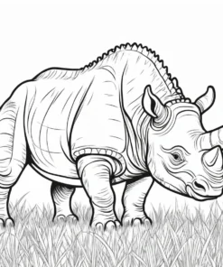 triceratops coloring page with grass