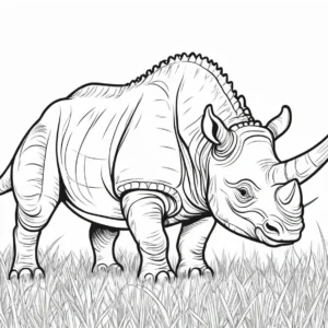 triceratops coloring page with grass