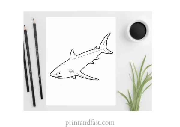 underwater shark coloring page