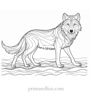 underwater wolf coloring page