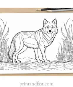 underwater wolf coloring sheet