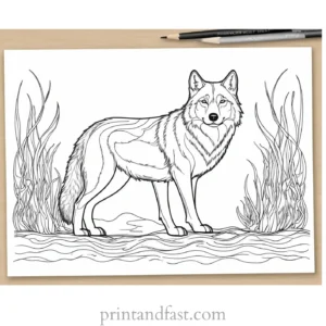 underwater wolf coloring sheet