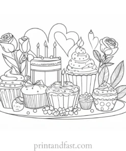 valentines day coloring page decorations