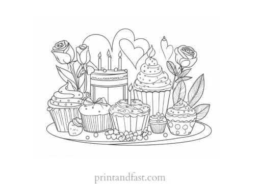 valentines day coloring page decorations