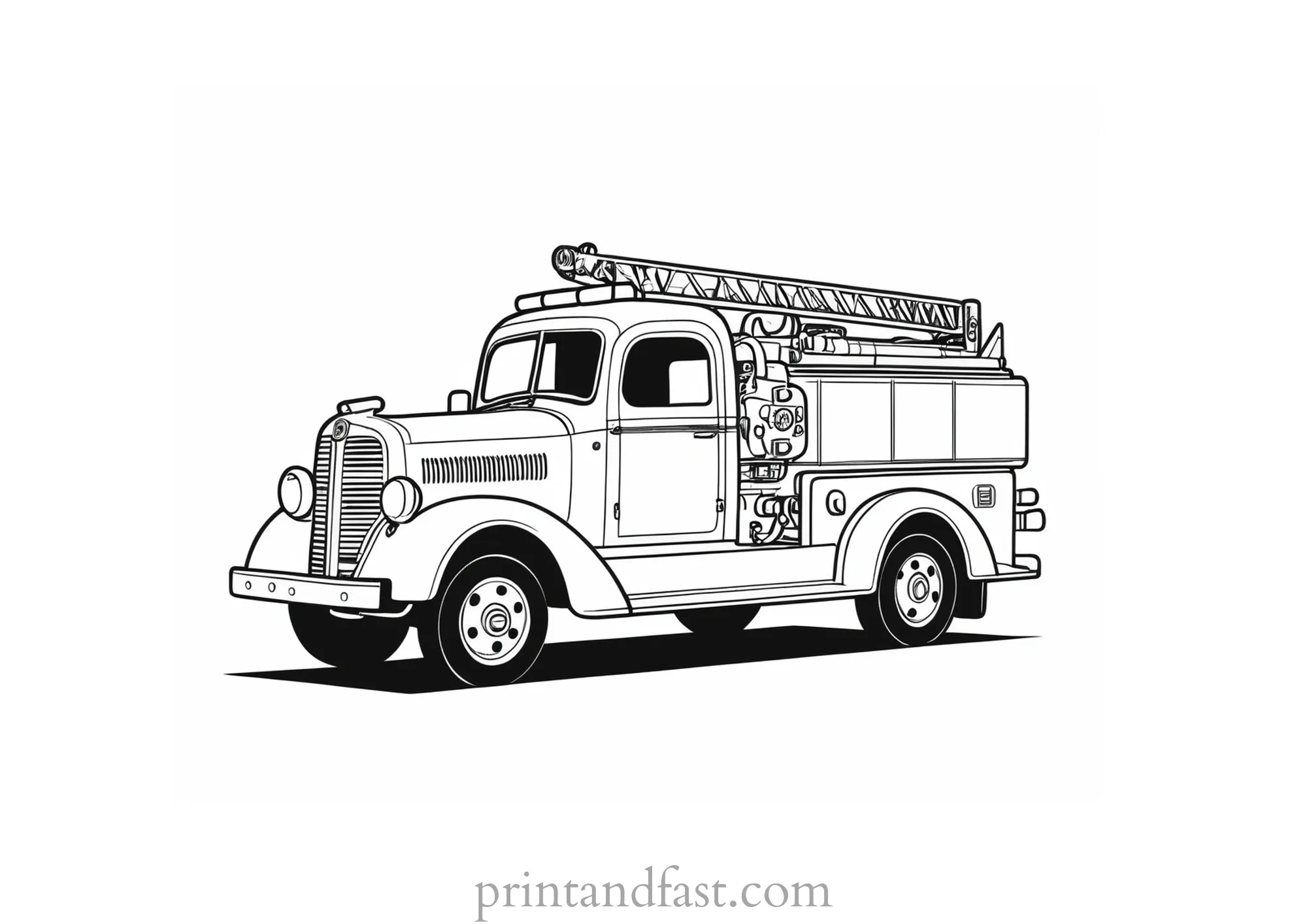 vintage fire truck coloring page
