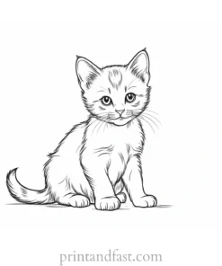 vintage kitten coloring page