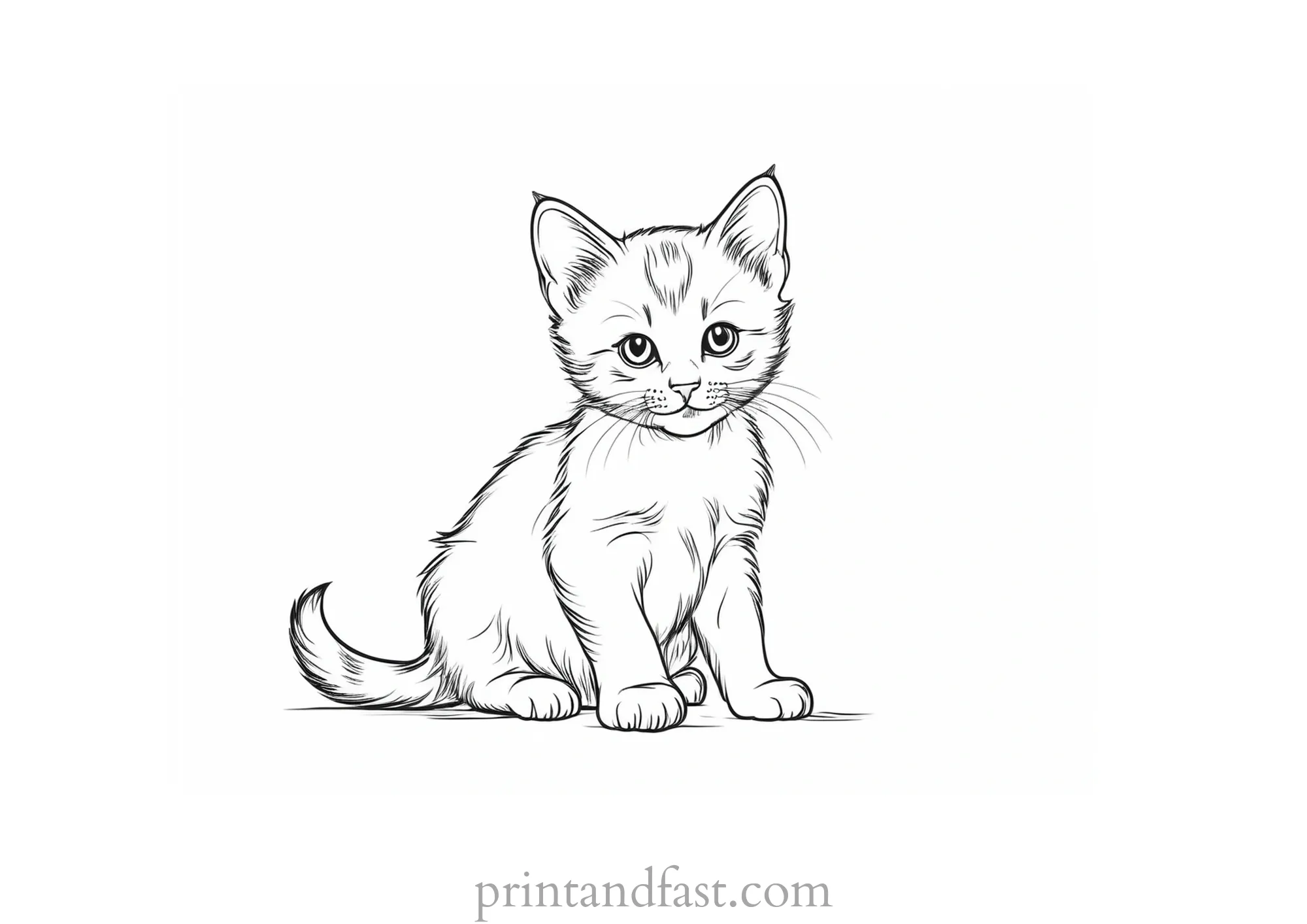 vintage kitten coloring page