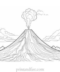 volcano coloring page black and white