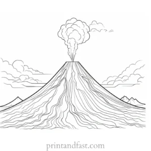 volcano coloring page black and white