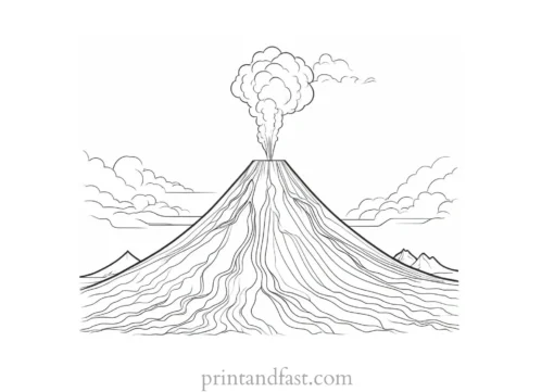 volcano coloring page black and white