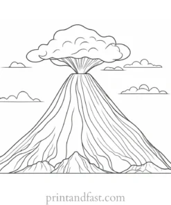 volcano coloring page cartoon