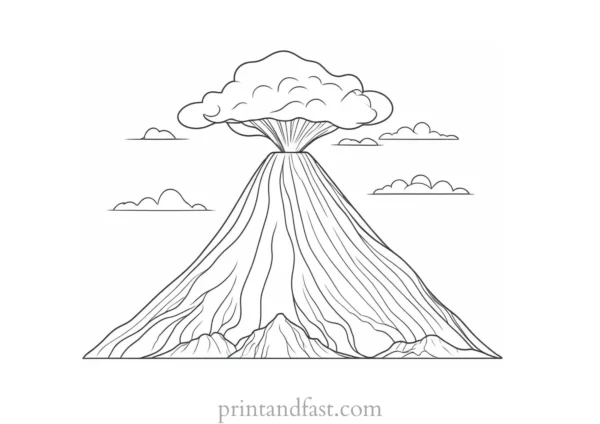 volcano coloring page cartoon