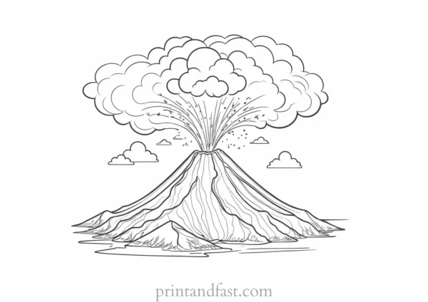 volcano coloring page coloring sheet