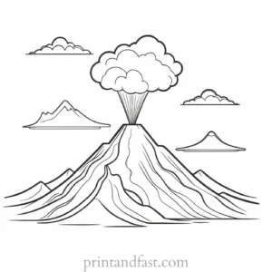 volcano coloring page craft