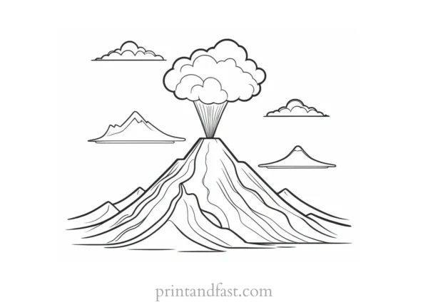 volcano coloring page craft