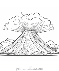 volcano coloring page detailed