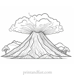 volcano coloring page detailed