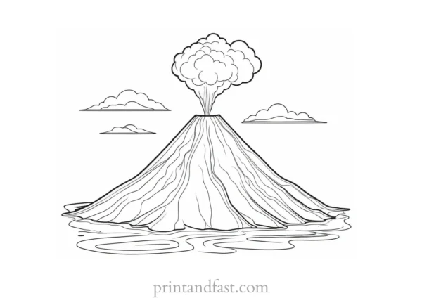 volcano coloring page easy